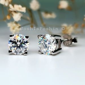 6.5MM Moissanite heart prong solitaire stud earrings in sterling silver